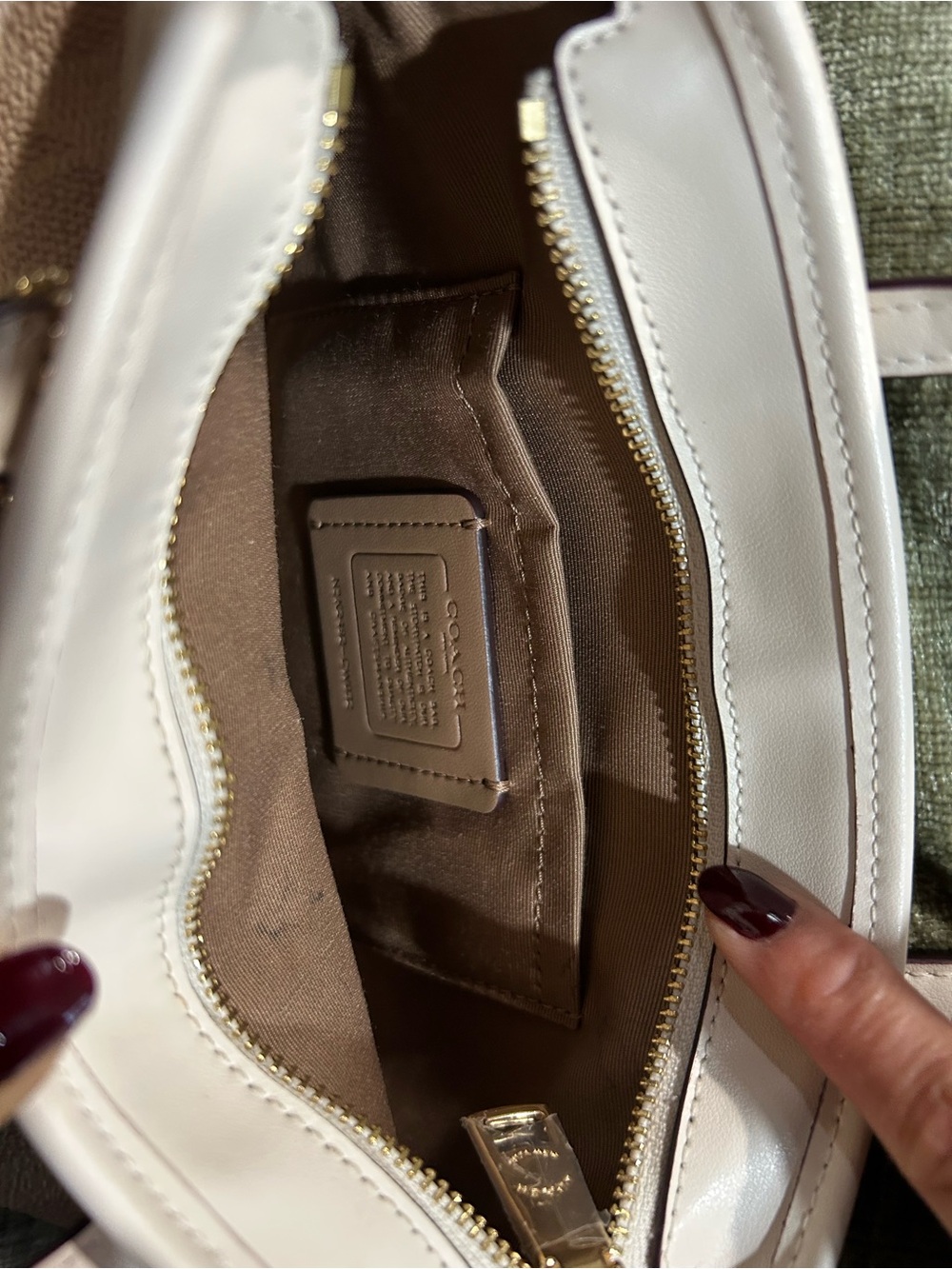 Coach Cream and White Mini Pebbled Satchel - Picture 10 of 12